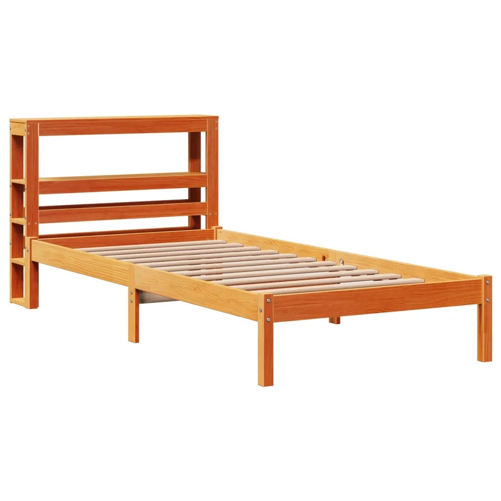 Giroletto con Testiera Marrone Cera 90x190 cm Massello Pino 3305733