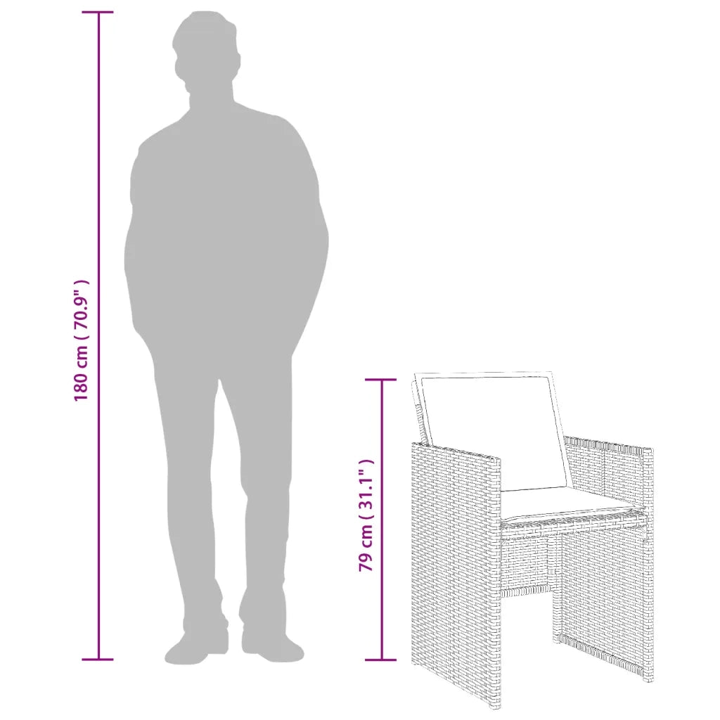 vidaXL Set da Pranzo da Giardino 9 pz con Cuscini Nero in Polyrattan