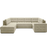 Divano angolare convertibile MONTEZA beige sinistro 299 cm con contenitore e letto