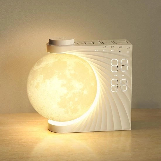 Lampada da notte con sveglia, doppio allarme, funzione di pausa, luce sveglia, 10 suoni naturali, 8 colori