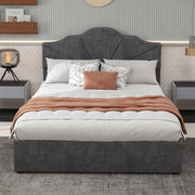 Letto Contenitore Imbottito ¨C MINIMAL ¨C Grigio 160x200 con Testiera, Doghe e Sollevamento Idraulico