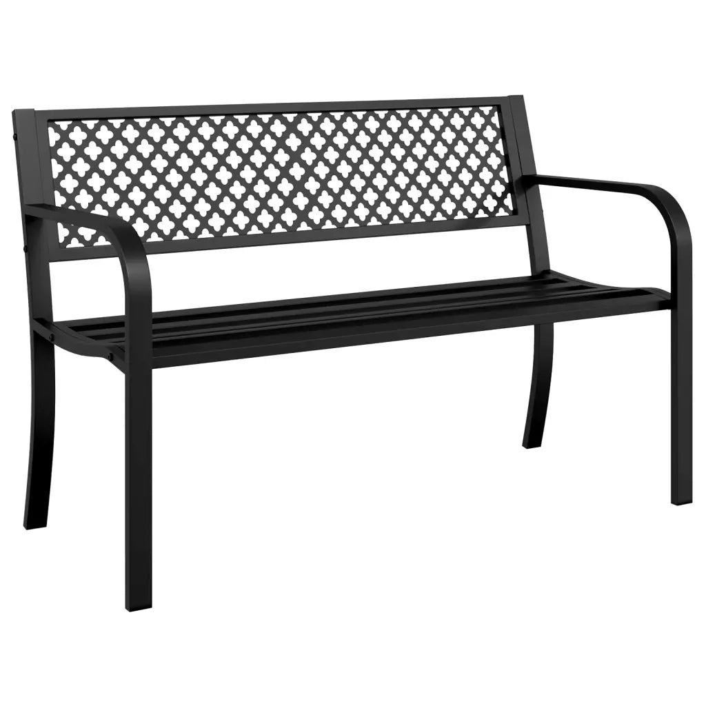 Panchina da Giardino 119 cm Nera in Acciaio 4002828