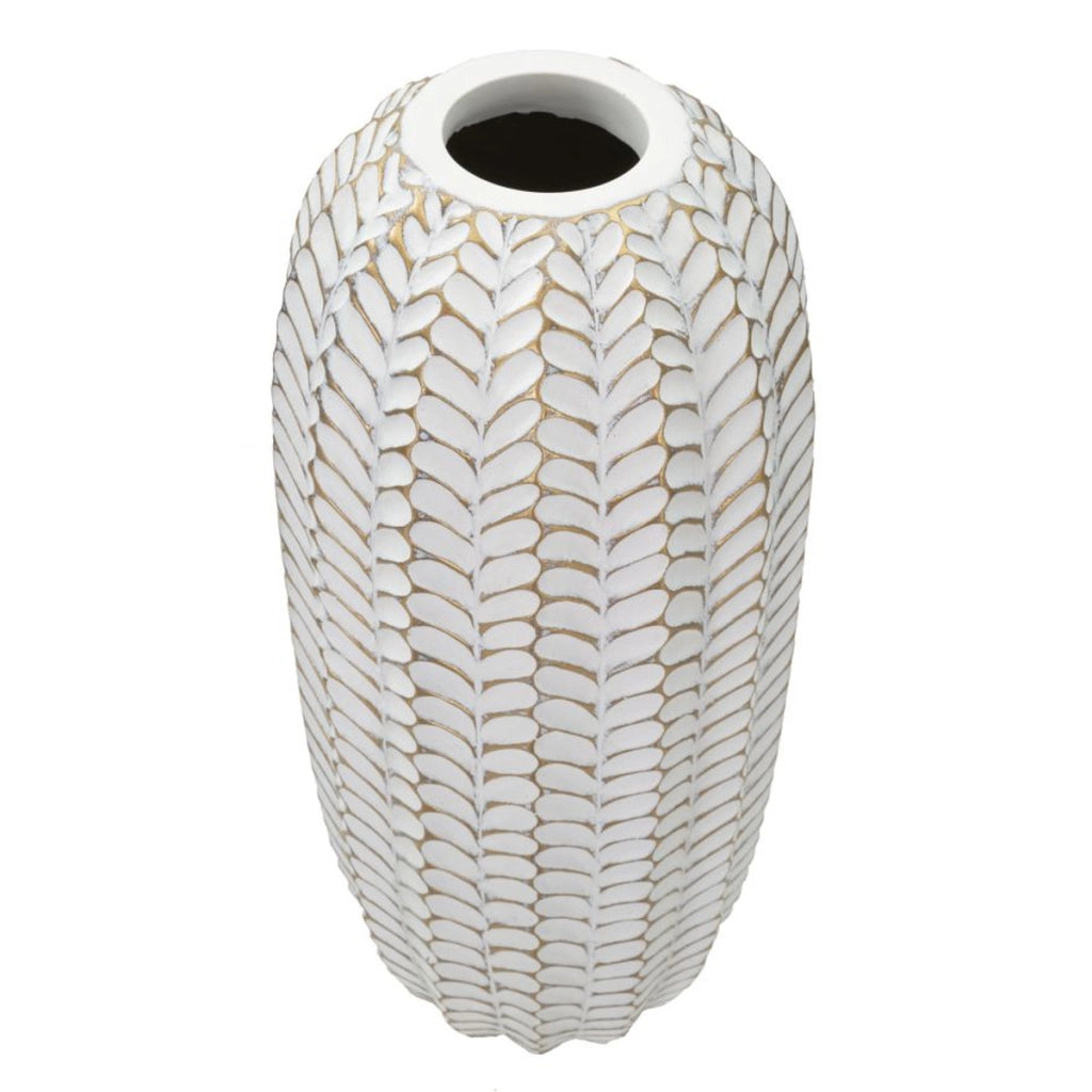 Vaso Decorativo VKH673, Bianco, Poliresina, 18,5x18,5x46 cm