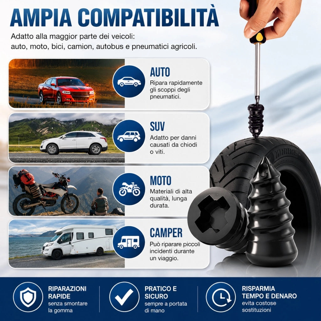 30 Viti Ripara Gomme Per Foratura Auto Moto Ruota Riparazione Pneumatici W17379