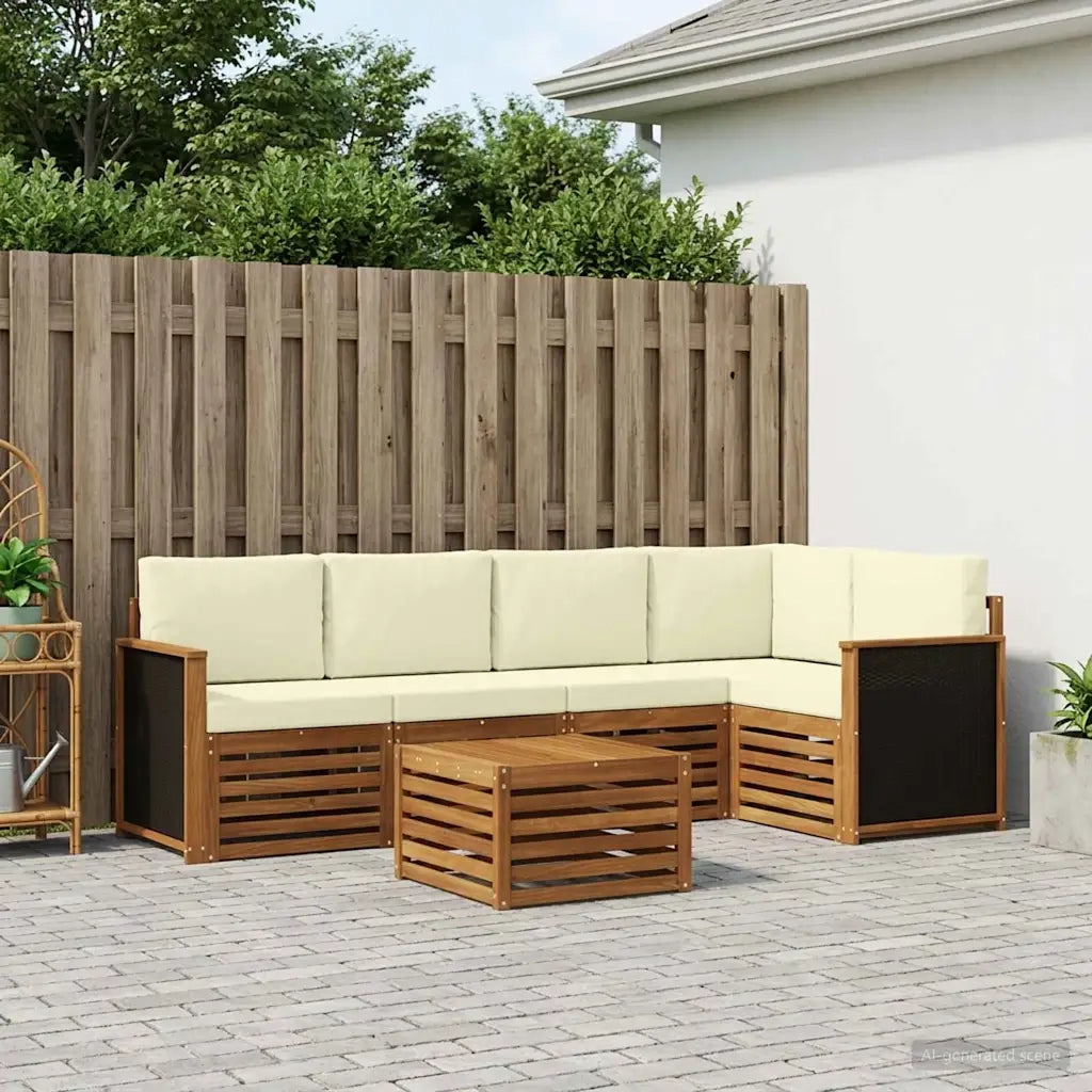 Set divano sezionale con cuscino 5 pcs Naturale e Crema 3384371