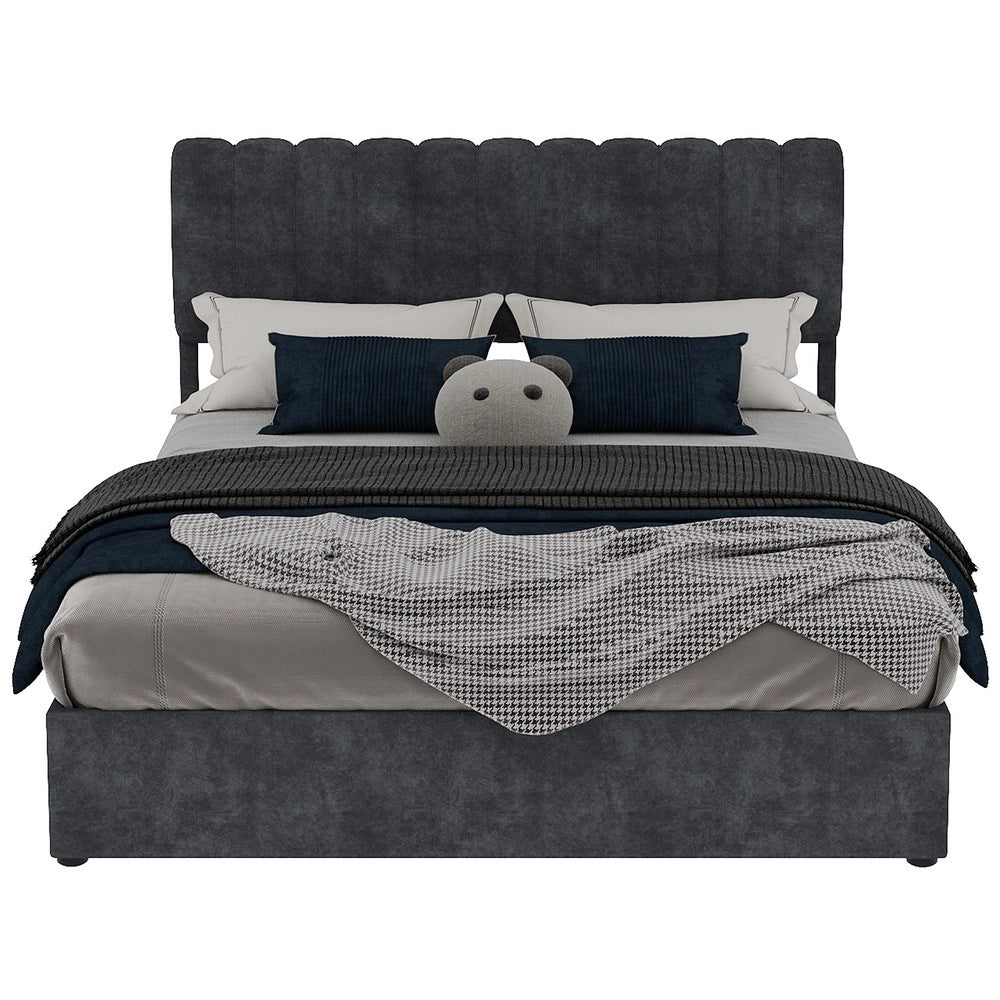 Letto Contenitore Imbottito con Testiera ¨C Xylo ¨C Grigio 160x200 cm