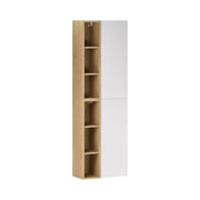 Mobili modulari da parete OSTER 50cm – mobile sospeso bianco opaco con 1 porta e 6 nicchie visibili in rovere chiaro