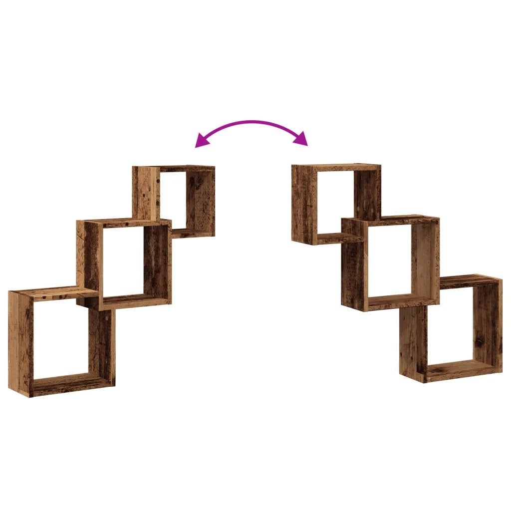 vidaXL Mensole Cubo Parete Legno Antico 68x15x68 cm Legno Multistrato