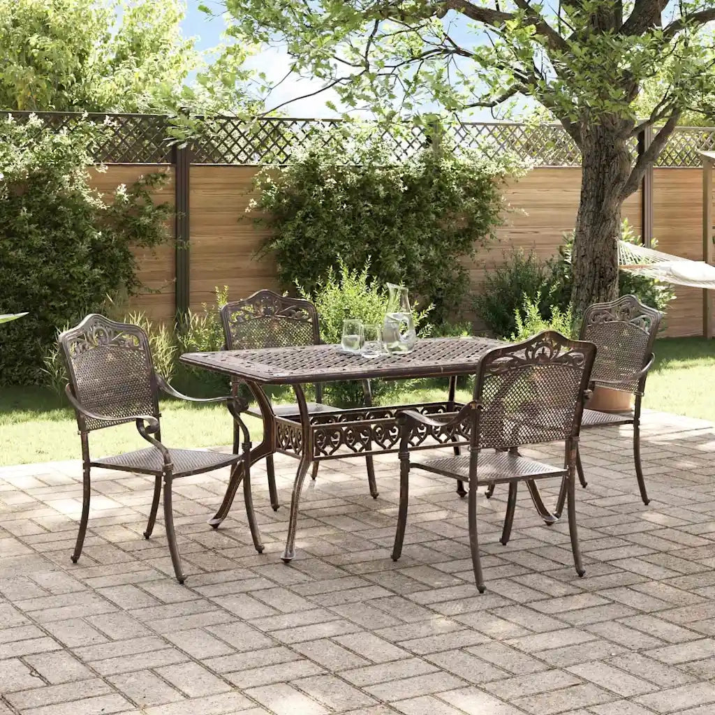 Set da Pranzo per Giardino 5 pcs Bronzo Alluminio