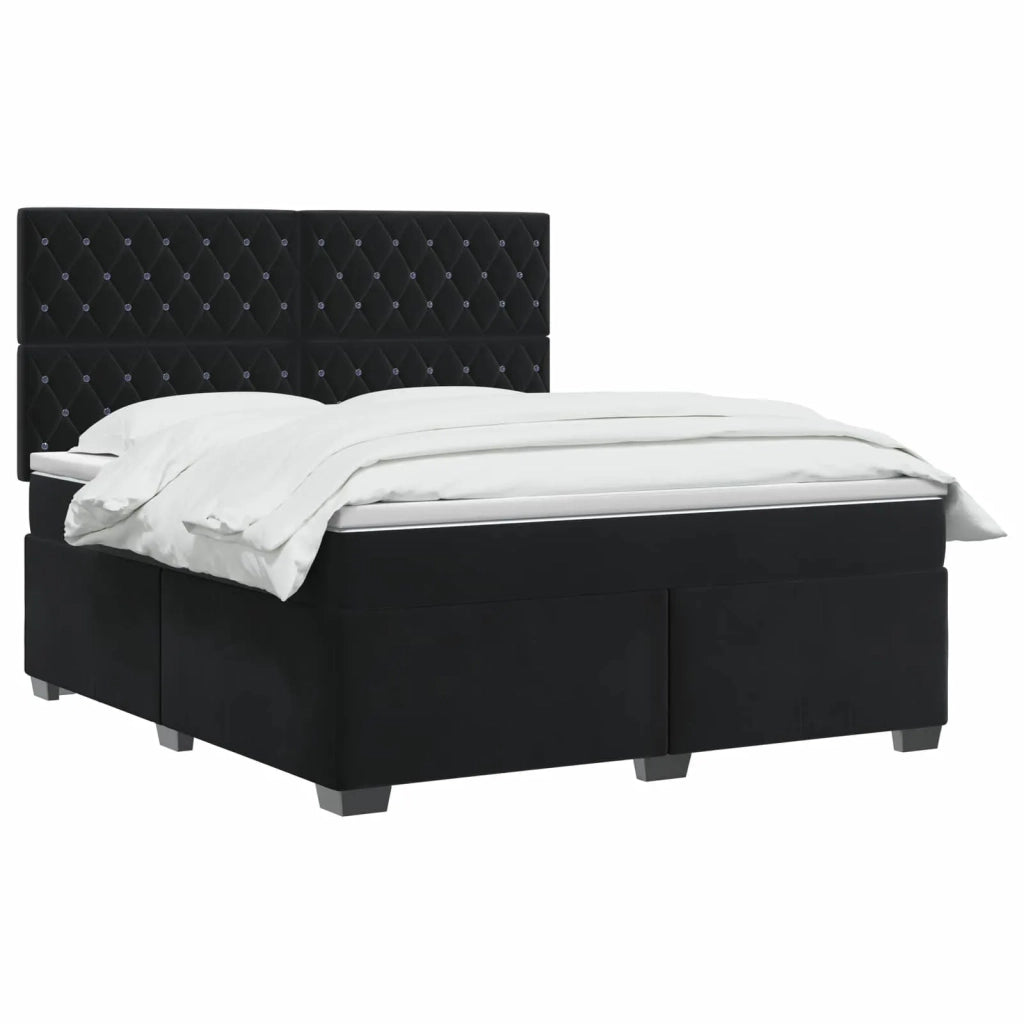 Letto box spring con materasso Nero 140 x 200 cm Velluto 3455116