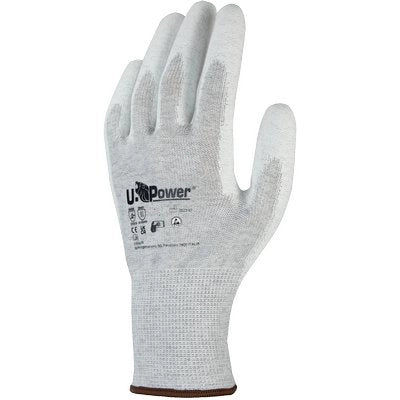 GUANTO POLIURETANO BIANCO PIKA U-POWER - MAGLIA POLIESTERE + FIBRA DI CARBONIO 9- 12 paia