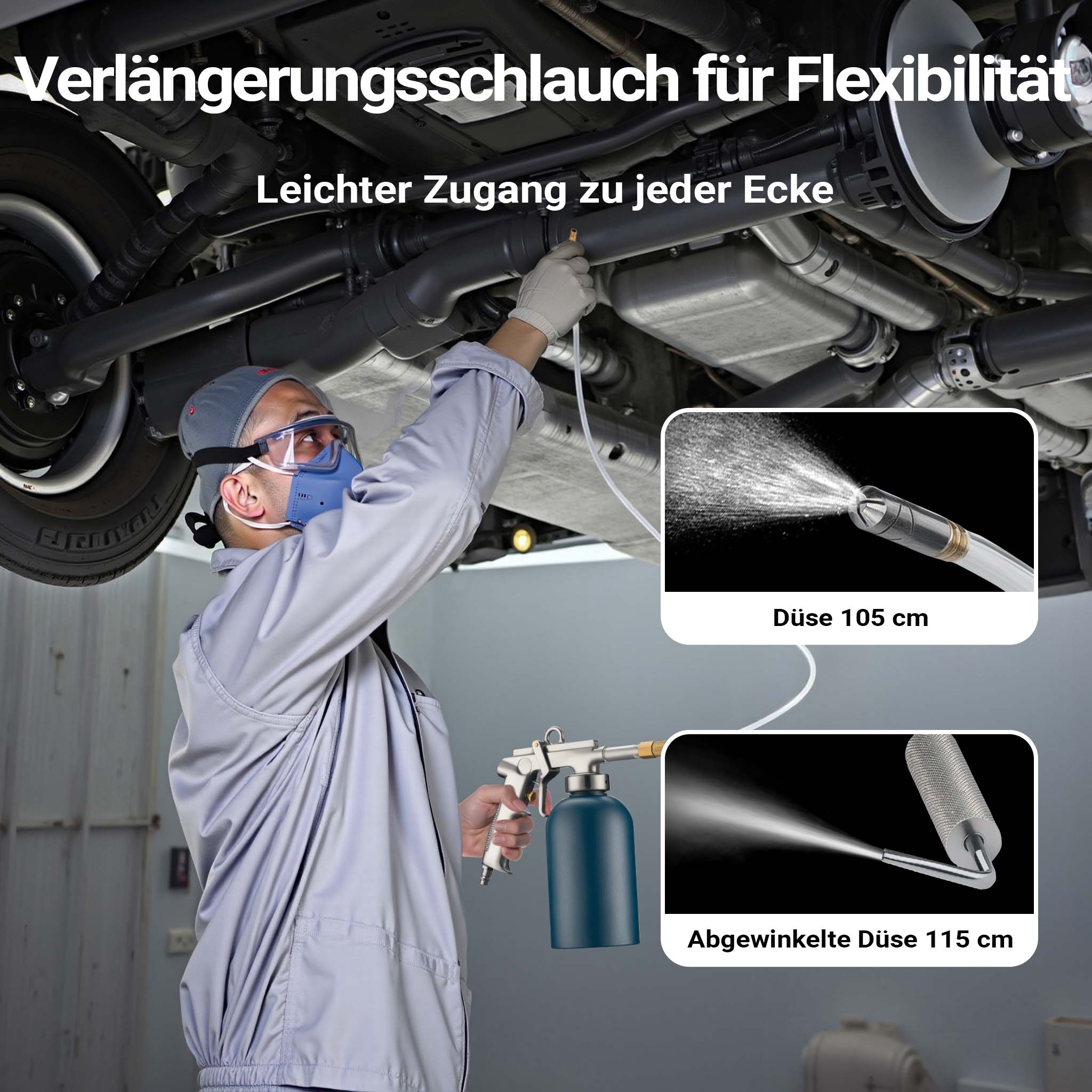 Pistola a spruzzo 1100ml 4-6bar 1/4" Spruzzatore Erogatore per protezione scatolati auto