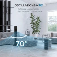 Ventilatore a Torre 45W a 4 Modalità e 3 Velocità con Timer da 12h, in ABS, Ø31.5x93 cm, Nero