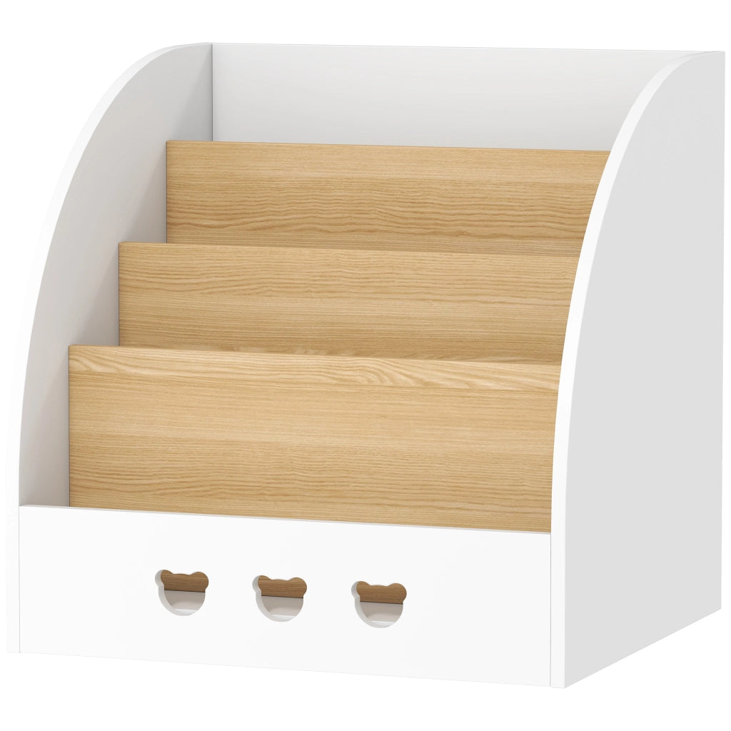 Scaffale per Bambini 4 Ripiani ¨C Zephmum ¨C Bianco e Naturale 60x53x60