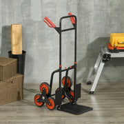 Carrello saliscale in acciaio con 6 ruote, manico telescopico, portata 120 kg, nero