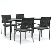 Set Pranzo da Giardino 5pz | Set Salotto da Giardino con Cuscini in Polyrattan e Acciaio
