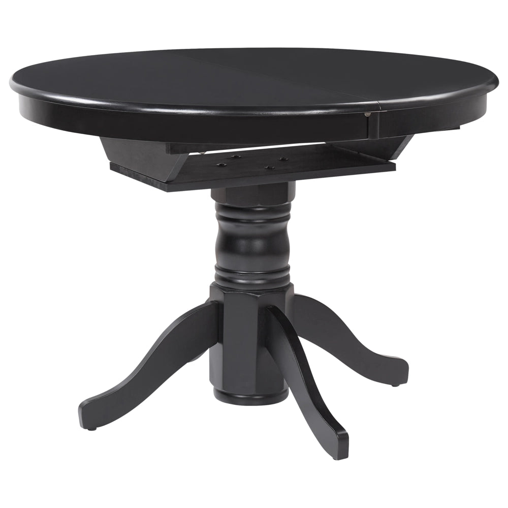 Tavolo da pranzo allungabile in legno con piedistallo nero 106/150 x 106 cm stile vintage retrò