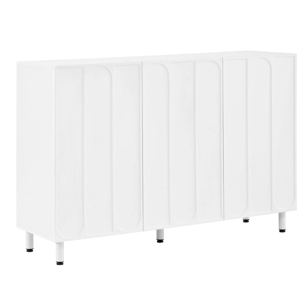 Mobile Sideboard e Scarpiera 2-in-1 in PB e MDF con 3 Ante, Ripiani Regolabili e Piedini in Metallo