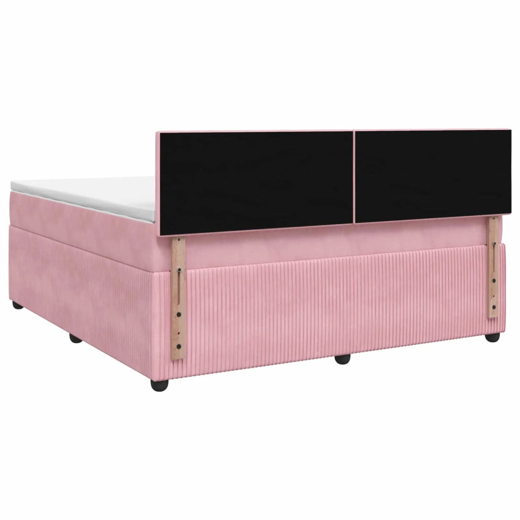 Letto box spring con materasso Rosa 180 x 200 cm Velluto 3453190