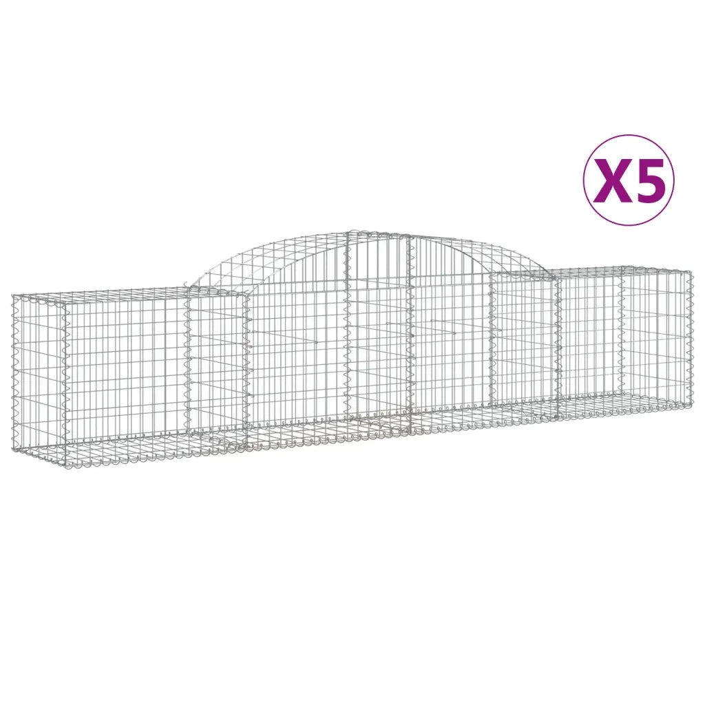 Cesti Gabbioni ad Arco 5 pz 300x50x60/80 cm Ferro Zincato
