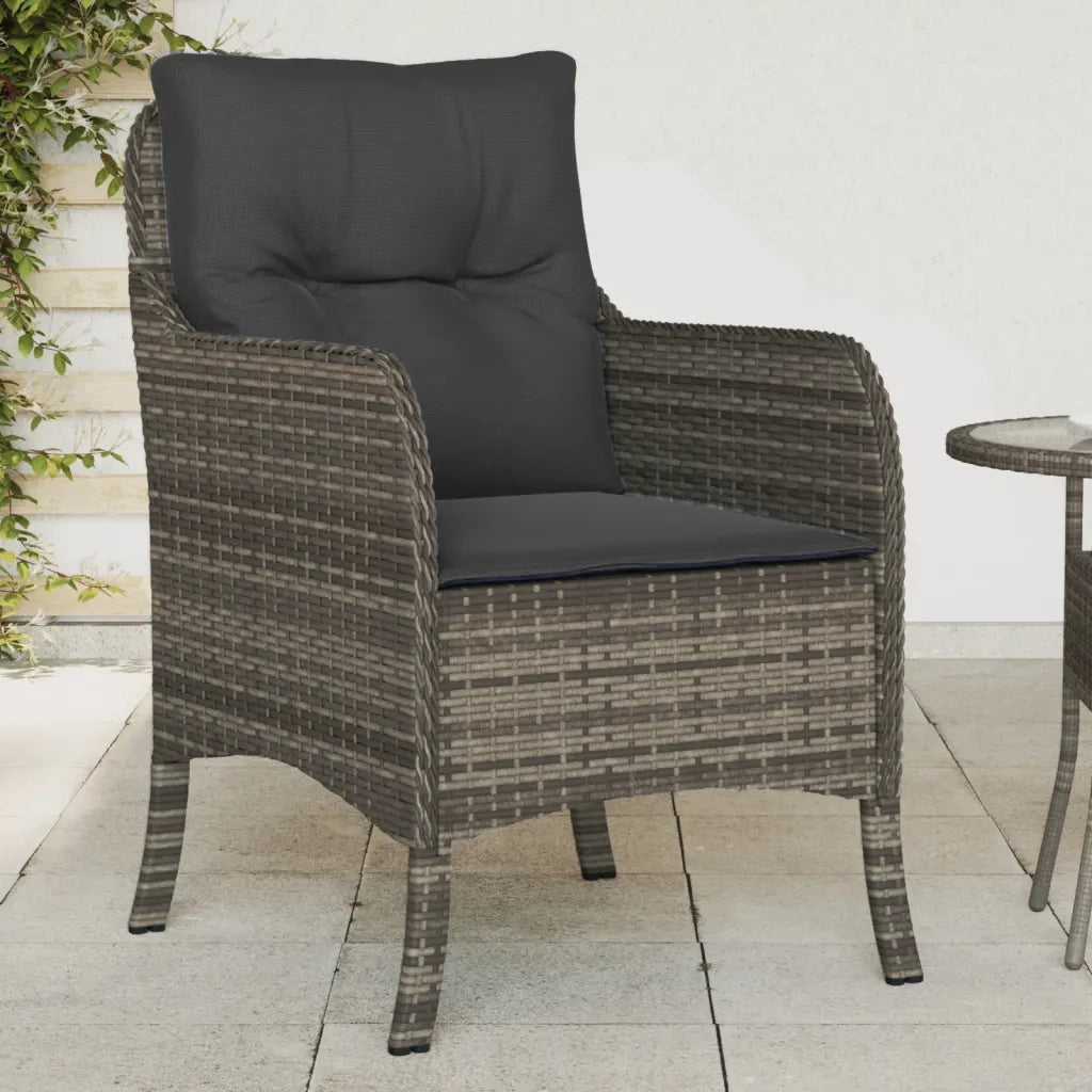 Sedie da Giardino con Cuscini 2 pz | Sedie da Esterno Grigie in Polyrattan