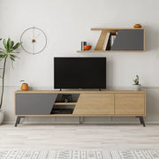 Mobile TV 1 Anta e Mensola 48x35,6x180 cm in MDF Fiona Antracite