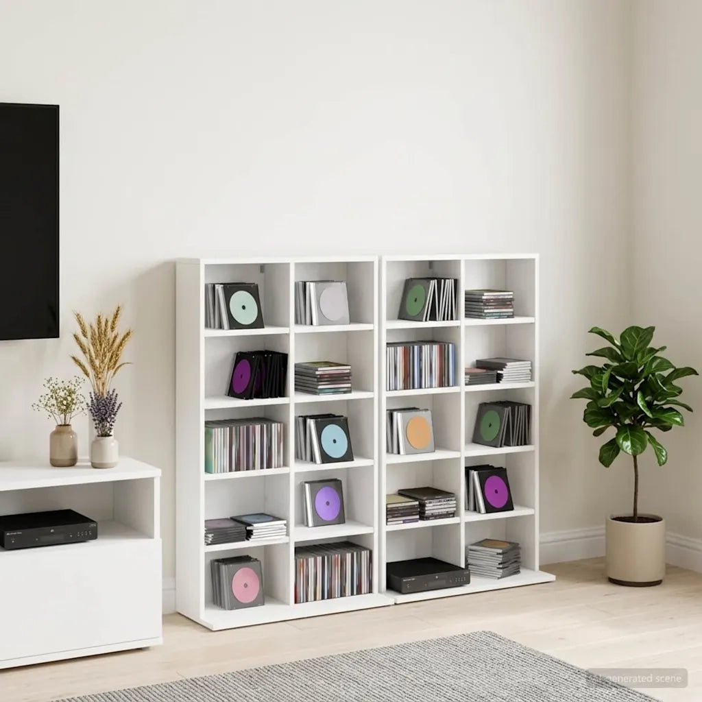 Mobile per CD 2 pz Bianco 65 x 23,5 x 97,5 cm 8012675