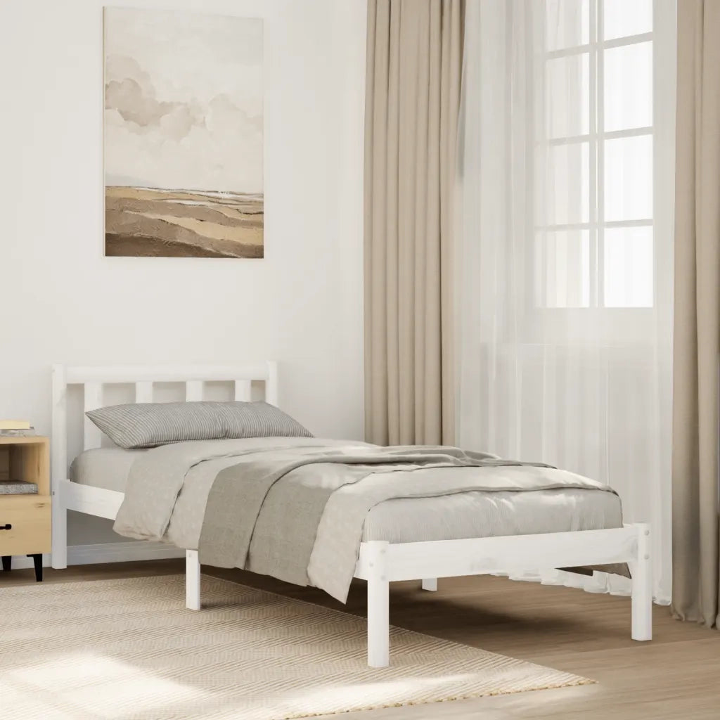 Letto singolo | Letto per adulti | Letto Extra Lungo senza Materasso Bianco 90x220 cm in Pino