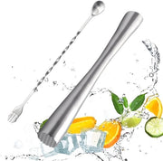 Stamper e cucchiaio per cocktail - ergonomico - 26 cm - acciaio inox - argento