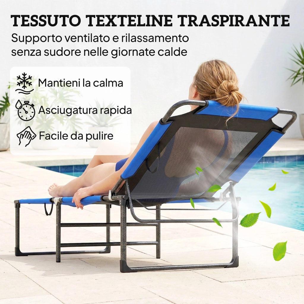 Lettino Pieghevole Regolabile ¨C zephmum ¨C Blu