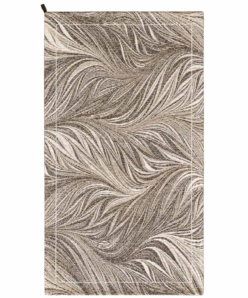 Tappeto Arredo DALLAS TORTORA disegno moderno con foglie felce, multiuso lavabile antiscivolo cm.85x150