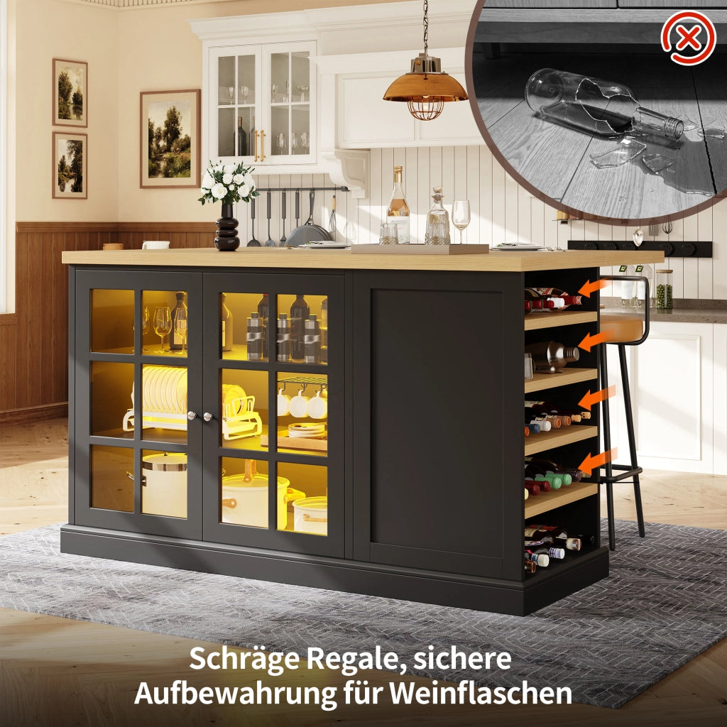 TAVOLO BAR PIEGHEVOLE 120x40-70x90 cm Nero MDF con LED
