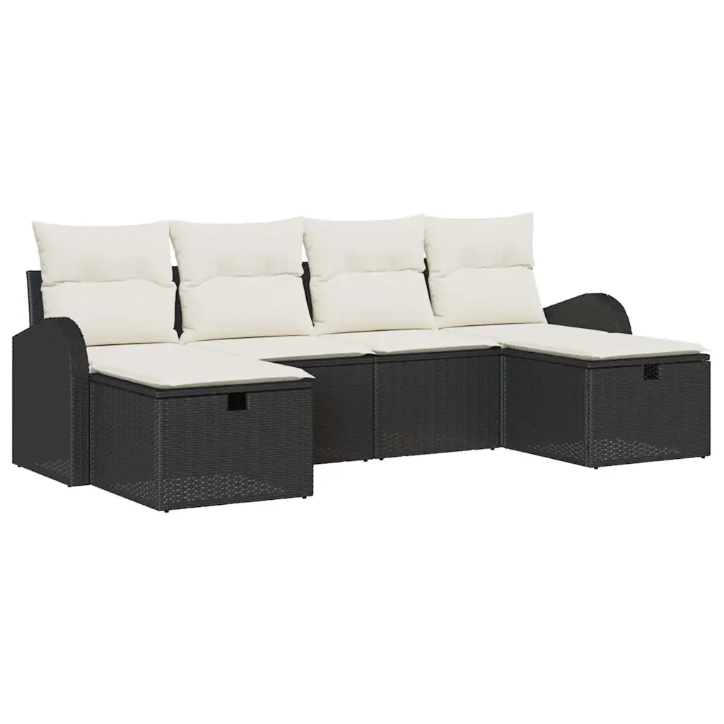 Set di divani con cuscino 6 pcs Nero e Crema polyrattan 3359116