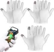 Manopole di cotone premium - 3 paia - Touchscreen compatibile - Bianche - Idonee per la neurodermatite - Idonee per la pelle secca