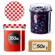 Barattoli di vetro KADAX Avila 350ml 50pz 82mm + coperchio "Red Lattice"