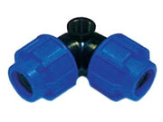 RACCORDO A COMPRESSIONE GOMITO A 3 VIE PER POP-UP FILETTATO F PN16- - ø mm.25x25x F 1/2 - 10 pezzi