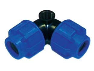 RACCORDO A COMPRESSIONE GOMITO A 3 VIE PER POP-UP FILETTATO F PN16- - ø mm.25x25x F 1/2 - 10 pezzi