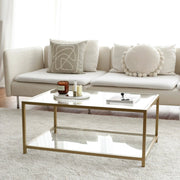 Mina, Tavolino da Salotto Cassetti, 90x60x40h cm oro
