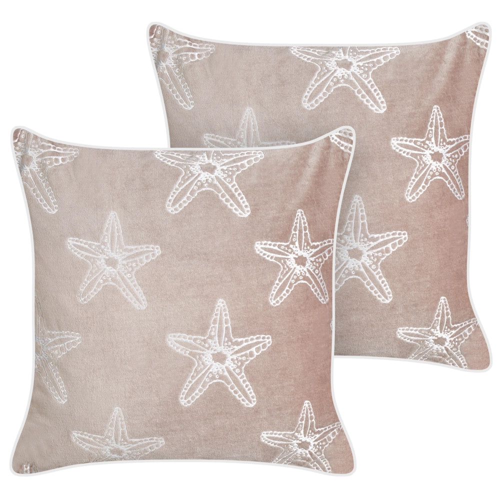 Set di 2 cuscini in velluto rosa quadrato con motivo stella marina accessori camera da letto soggiorno
