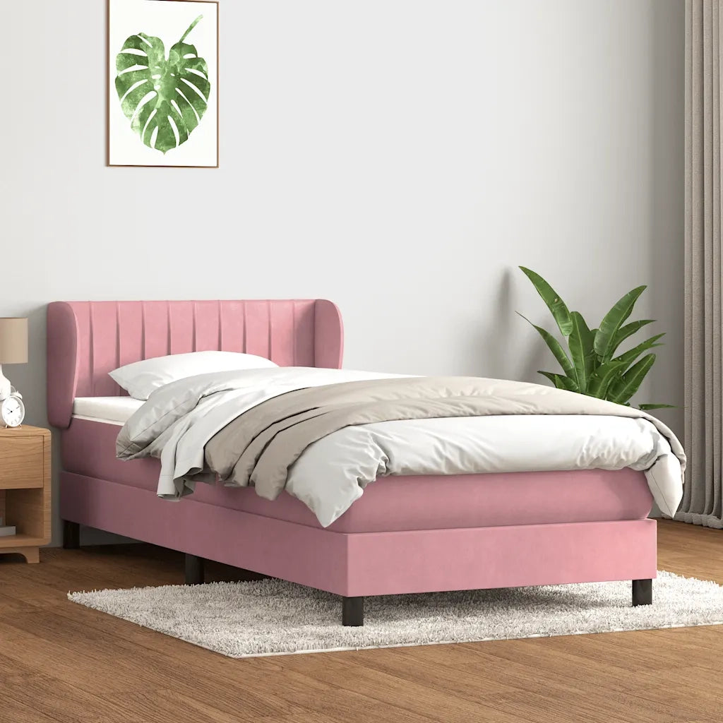 Giroletto a Molle con Materasso Rosa 80x220 cm Velluto