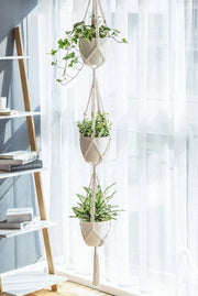 Tre Livelli di Sostegno per Piante Sospese - Decorativo Supporto per Vaso in Cotonato per Esterno Decorazione di Casa