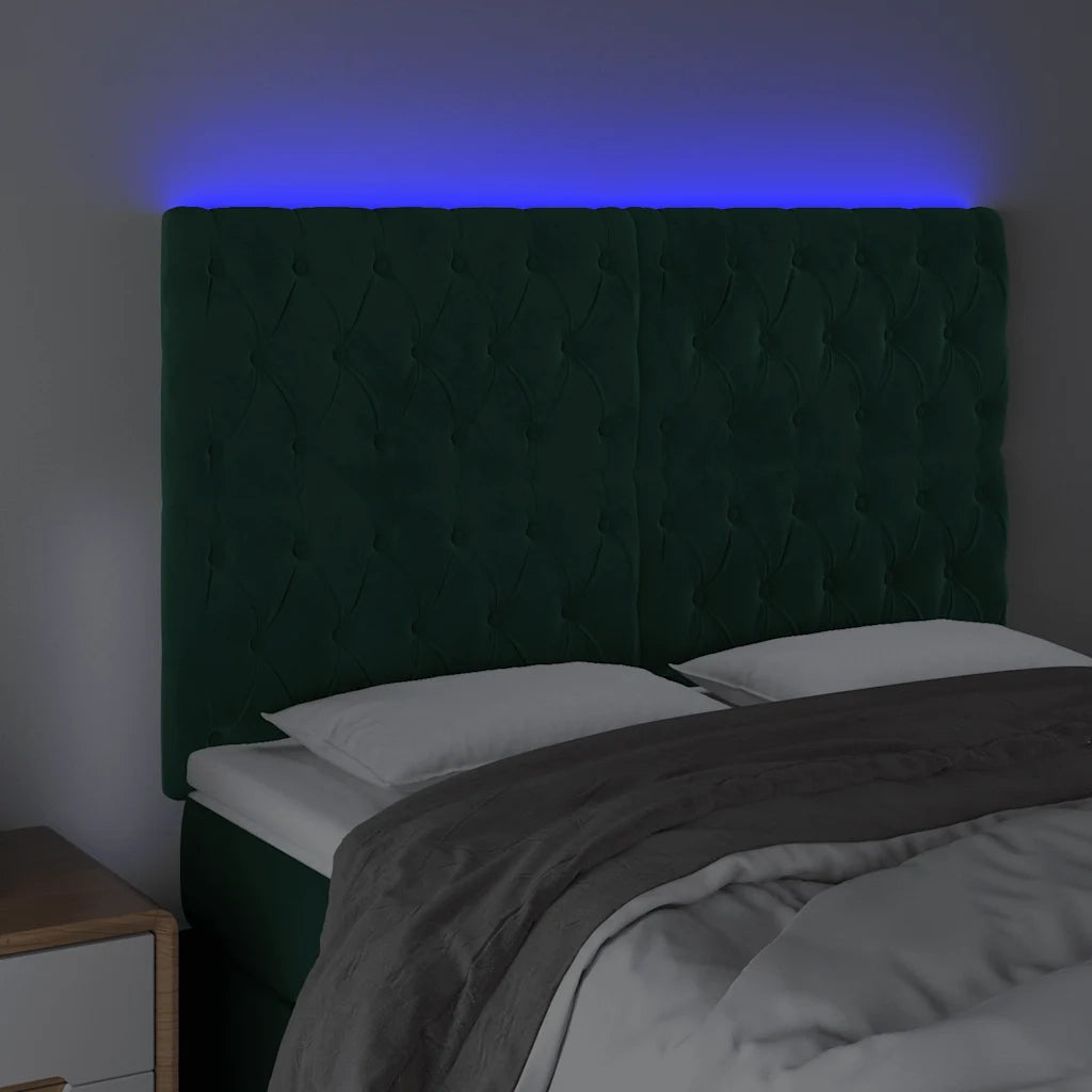 Testiera a LED Verde Scuro 160x7x118/128cm in Velluto 3122817