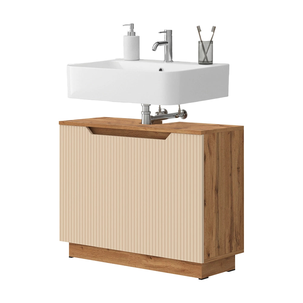 Vicco Mobile sottolavabo per bagno Rovere/cashmere a righe 79.6 x 62.1 cm con 2 porte
