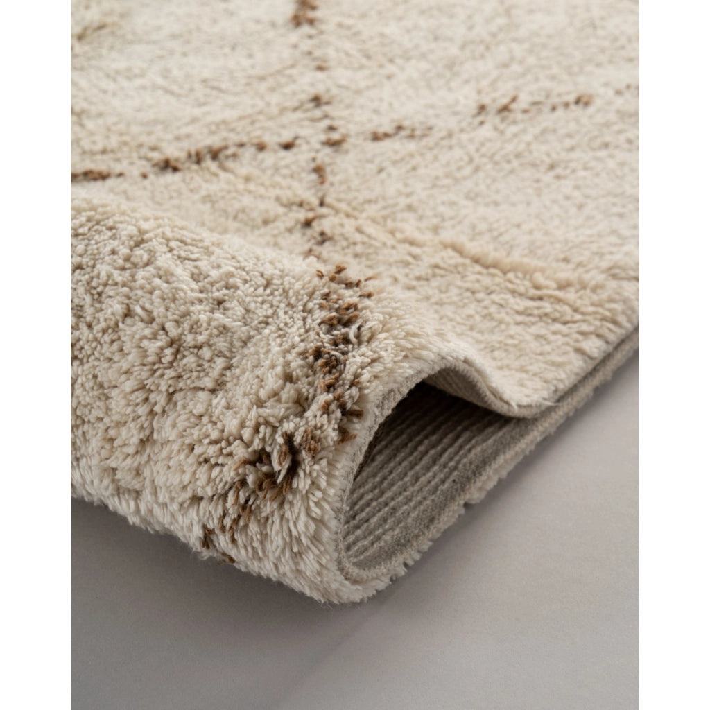 Tappeto Alena in Cotone a Pelo Corto Crema e Marrone