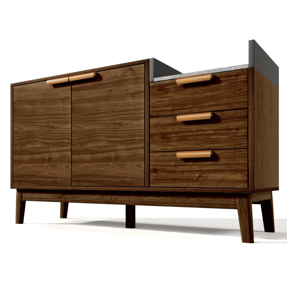 Cassettiera con Anta e Piano Effetto Marmo ¨C MINIMAL ¨C Rovere, 3 Cassetti, 120x40x77