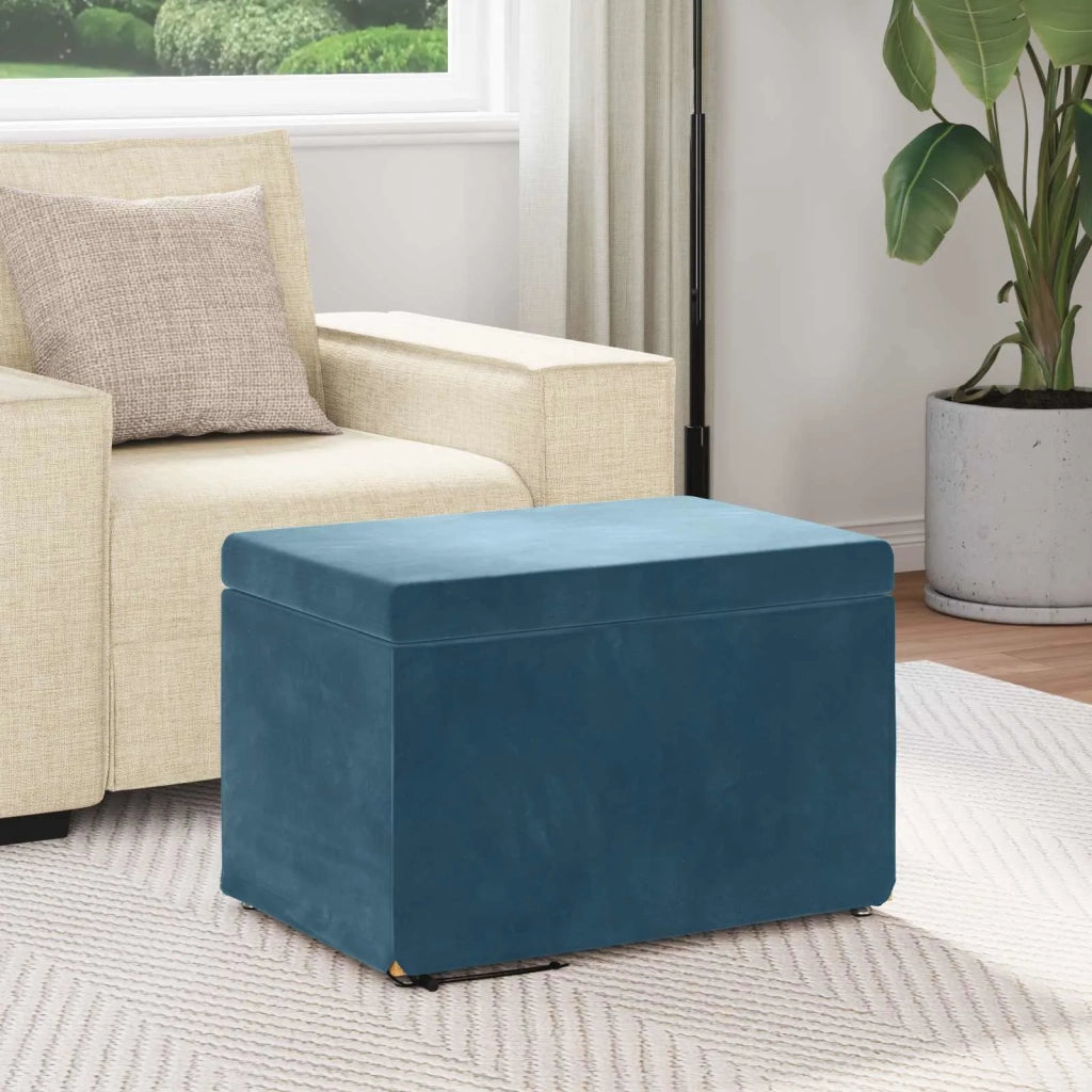 Pouf Blu 61 x 41 x 40 cm Velluto e Legno Ingegnerizzato 876764
