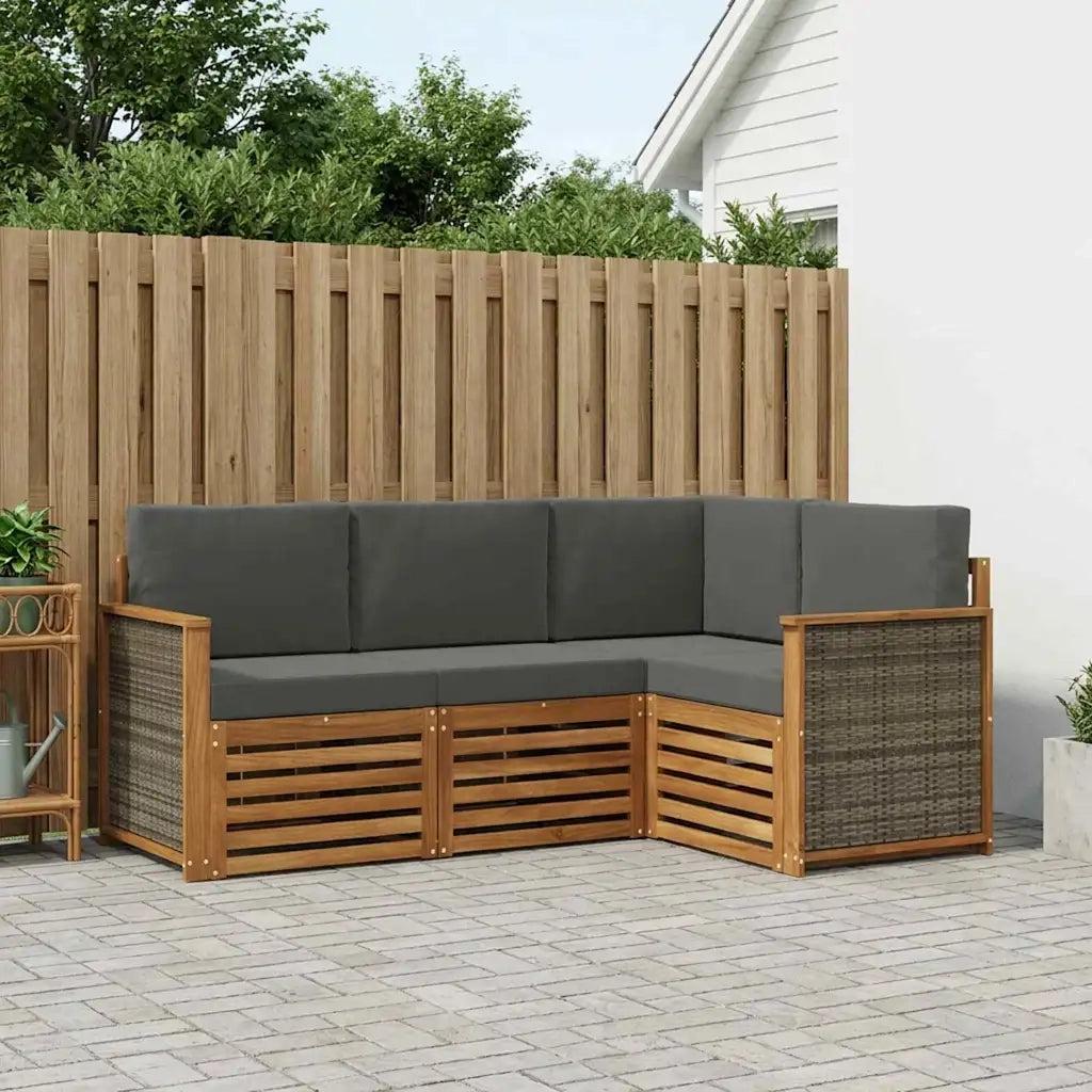 Set divani con cuscino 4 pcs Legno di Acacia Massello