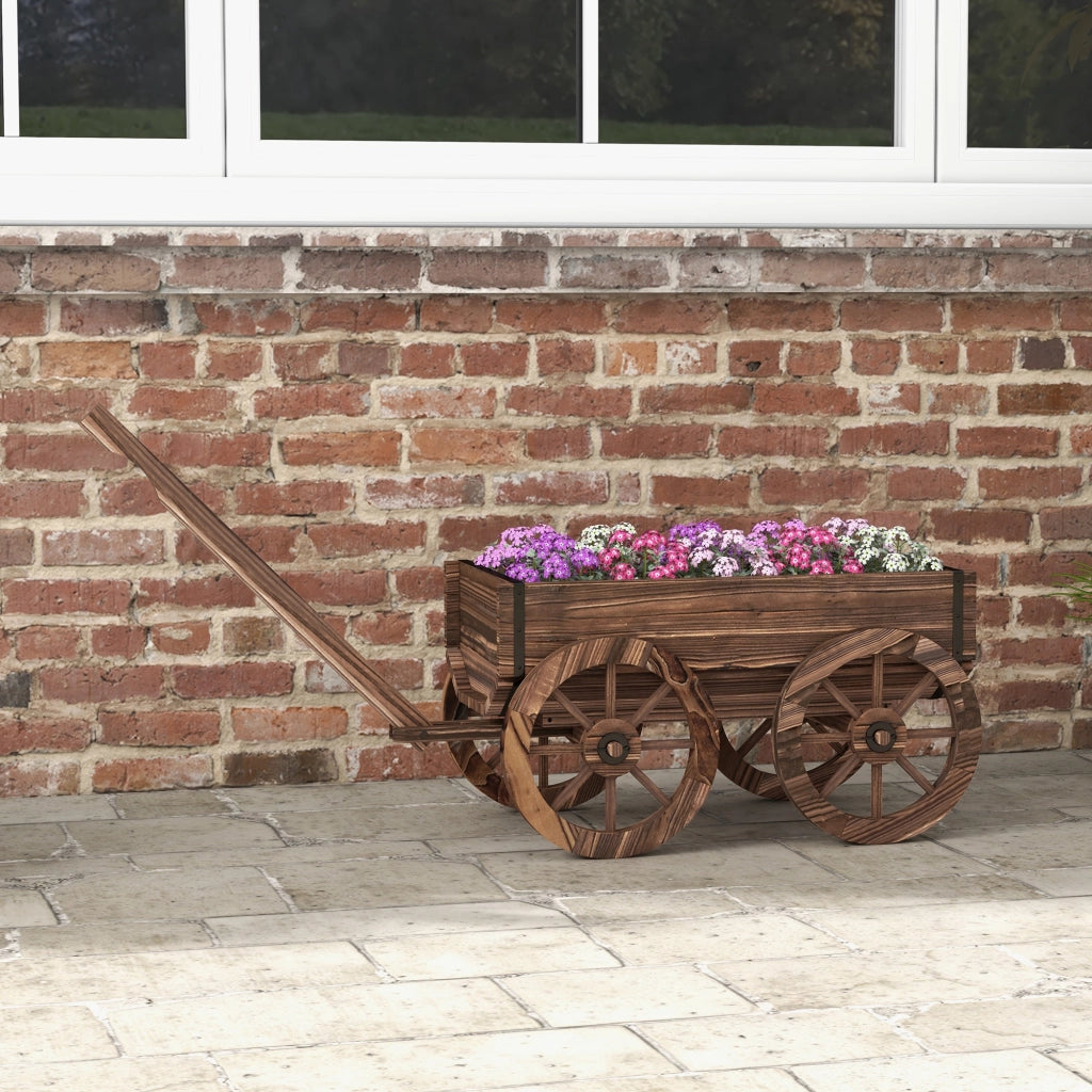 Carrello Giardino ¨C zephmum ¨C Legno Carbonizzato 120x41x54 cm
