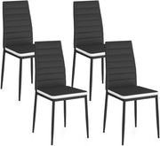 Set di 4 sedie da pranzo ROMANE nere con fascia bianca