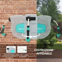 Avvolgitubo Automatico a Parete e Portatile Lunghezza 25+2 m, Sistema di Blocco e 7 Getti, Grigio
